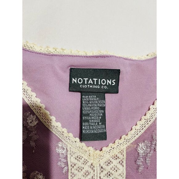 Notations VTG Y2K blouse sheer lace top empire waist romantic cottage women M - Picture 3 of 7